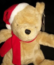 AH Disney Gund Classic Winnie The Pooh Christmas Bear Santa Hat Scarf Red Plush - £31.45 GBP