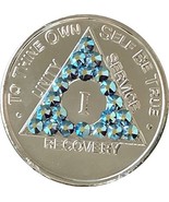 Zircon Aqua Swarovski Crystal AA Medallion Year 1 - 56 or Month 1 2 3 6 ... - $25.79 CAD