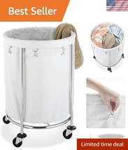 Round Commercial Laundry Hamper with Heavy-Duty Wheels and Removable Liner - $1,363.59 MXN