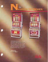 BALLY GAMING NICKELS TO RICHES COIN-OP CASINO SLOT MACHINE FLYER Vintage... - $19.79