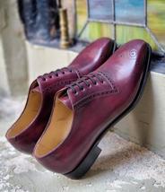 New Pure Handmade Leather Burgundy Stylish Lace Up Dress Shoes For Men&#39;s - £119.49 GBP