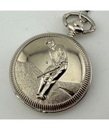 Vintage Golf Themed Pocket Watch Men Half Hunter Silver Quartz Analog Ne... - €24,51 EUR