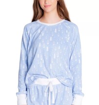 INSOMNIAX Womens Pajama Top Long Sleeve Sky Blue with Trees Size Large $49 - NWT - £7.04 GBP