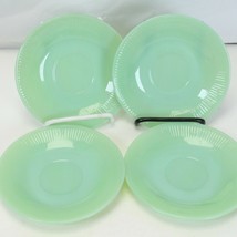 Fire King Jadeite Jane Ray Ribbed Saucers 5.75&quot; Lot of 4 - £84.19 GBP