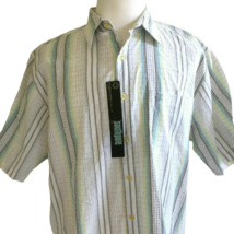 SouthPole Men&#39;s Casual Short Sleeve Shirt Size L Striped Cotton - NEW - £17.78 GBP