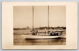 RPPC Sailboat Gesine Manitowoc Ephraim Wis Green Bay Harbor c1930 Postcard P23 - £15.68 GBP