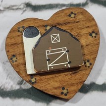 Heart Shaped Barn Wooden Refrigerator Fridge Magnet Country Decor - $9.89