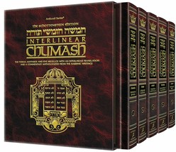 Artscroll Torah Chumash Interlinear Chumashim 5 Vol Slipcased Set - £129.87 GBP