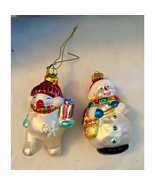 2 ornaments - Fitz Floyd Snowman Christmas Tree Ornament and UT Snowman - $19.00