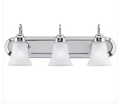 Westinghouse 66522 Chrome with Frosted Pleated Glass 3-Light Indoor Wall Fixture - £31.53 GBP