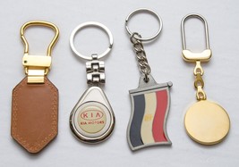 Lot of 4 Mixed High Quality Keychain Keyring, Silver, Flag, Leather  - $6.92