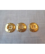 Gold Metal Molded Designed 2 holed Round 7/8 inch Buttons (#3595) - £8.64 GBP
