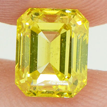 Loose Emerald Shape Diamond Fancy Yellow Color Enhanced 1.01 Carat VS1 Certified - £1,162.96 GBP