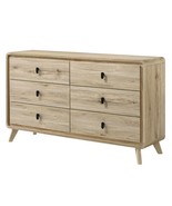 Mid-Century Beige Wood-Inspired 6-Drawer Dresser Storage Furniture - $14,932.40 MXN