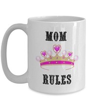 Mother&#39;s Day Mugs - Mom Rules - Best Mom Ever Coffee Cup - Worlds Best M... - £17.62 GBP