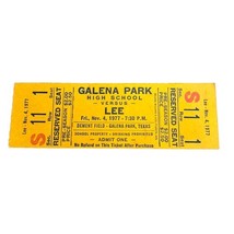 1977 Robert E. Lee High School vs. Galena Park High School Football Tick... - £11.28 GBP