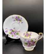 Paragon teacup &amp; saucer pale blue bone china with purple violets, gold t... - £40.07 GBP