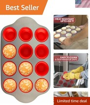 Non-Toxic Silicone Muffin Pan 12-Cup with Steel Frame - Easy Clean and D... - $59.50
