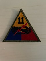 ARMY 11TH ARMORED DIVISION RED LIGHTNING BOLT WWII TRIANGLE EMBROIDERED ... - $28.99
