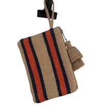 J Jill Wristlet Purse Used Jute Striped Small Casual Summer Vacation - £15.82 GBP