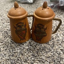 Antique Salt And Pepper Shakers wooden with metal handles - $7.00