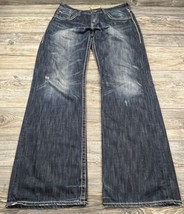Big Star Voyager Loose Bootcut Mens Jeans Actual 38/36 Distressed Blue Denim - £29.52 GBP