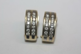 Fine 14K Yellow Gold (0.56ct) Diamond Half Hoop Earrings Omega Back - £275.90 GBP