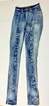 Vibrant Miu Juniors Sz 3 Acid Wash Jeans Distressed Skinny High Rise - £15.85 GBP