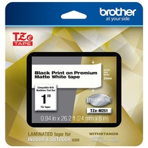 Brother TZe-M251 Label Maker Tape 1&quot; Black Print on Premium Matte White ... - $38.99