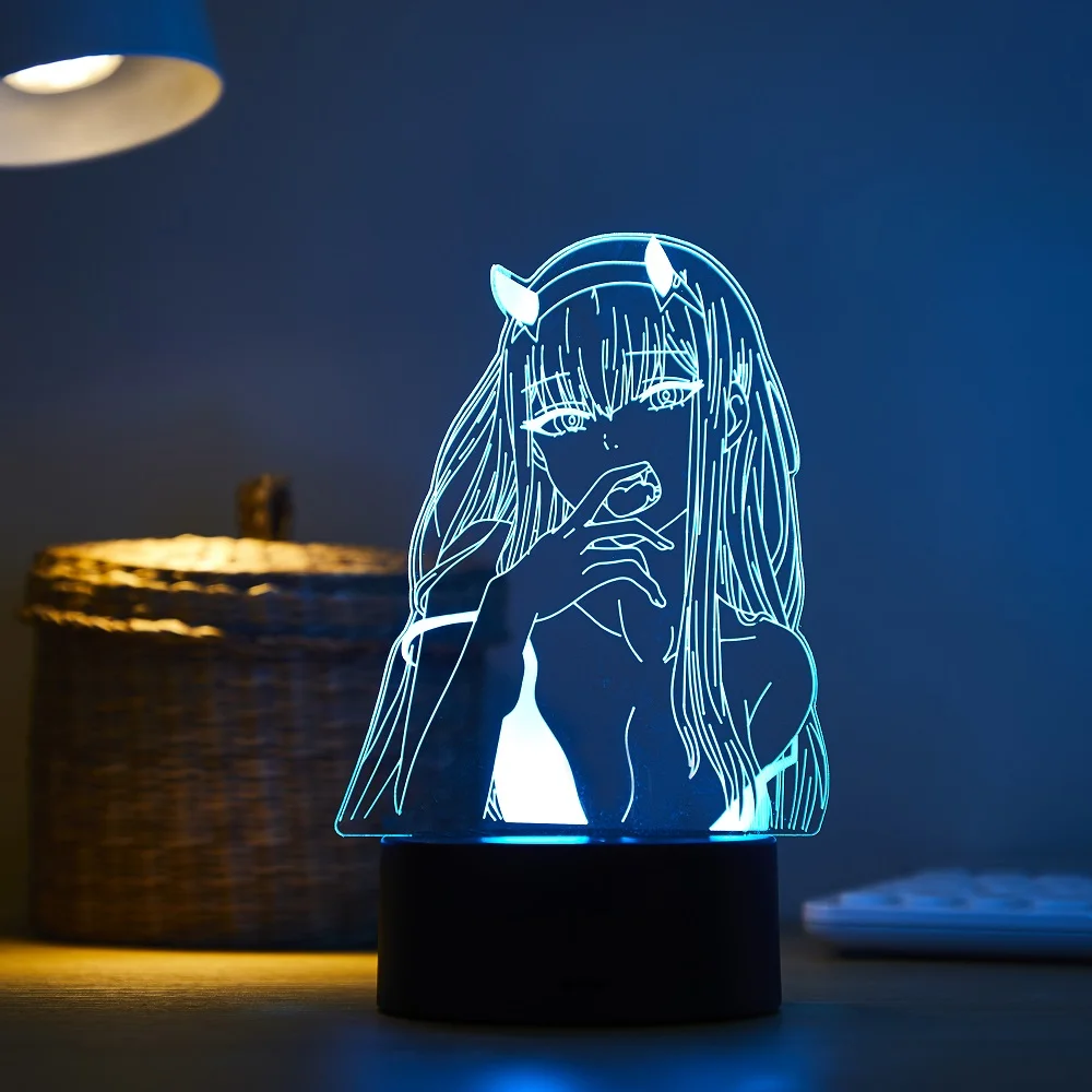 Led Night Light Zero Two Figure Table 3d Lamp for Bed Room Decor Light Anime - £6.12 GBP+