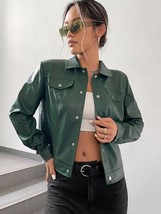 Lambskin Casual  Genuine Women Soft Stylish Leather Formal Shirt Green H... - $107.71