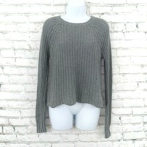 American Eagle Outfitters Sweater Womens XS Gray Long Sleeve Knit Scalloped Hem - £15.71 GBP