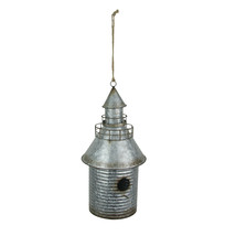 Galvanized Gray Metal Farm Grain Silo Hanging Birdhouse Bird House 16 In... - £31.00 GBP