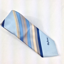 Oleg Cassini Vintage Retro Polyester Bright Blue Stripes Neck Tie 55 x 3.25 Used - £15.67 GBP