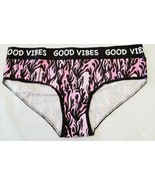 Rue 21 Women&#39;s Bikini Panties MEDIUM GOOD VIBES Pink Black Flames New - $10.29