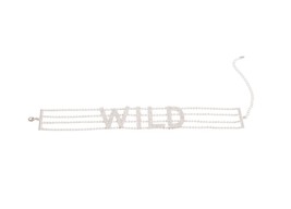 New Silver Clear Rhinestone 'WILD' Letter 4 Row Choker Women Fashion Necklace - £34.46 GBP