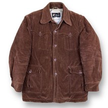 Vintage 80s Wheel Dark Brown Corduroy Jacket Western Men’s Large Quilted... - $41.57