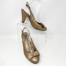 Life Stride Womens Antique Gold Faux Leather Sling Back Heel Sandal, Siz... - $19.55