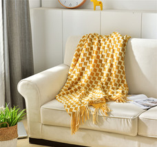 Soft Sofa Slip Cover Decorative Knitted Blanket, Cozy Fringed Knitted Blanket(50 - £12.63 GBP