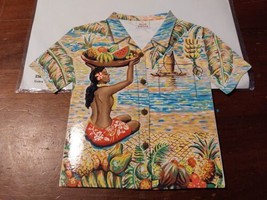 Island Heritage 1999 Hawaiian Shirt T Shirt Card w Envelope Ocean Fruit Lady - £11.07 GBP