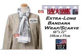 HAV-A-HANK White Long Paisley Bandana Scarf Scarve Wrap Neck Stole 168cm X 55cm - £22.92 GBP