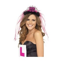 Smiffy&#39;s, Bride To Be Tiara with Veil with Lettering - Black/Pink  - £8.93 GBP