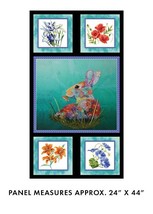 24&quot; X 44&quot; Panel Bunny in Bloom A Painted Garden Cotton Fabric Panel D650.27 - £7.31 GBP