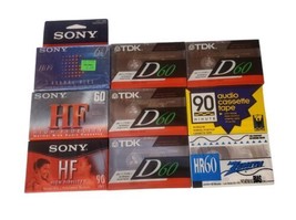 Lot of 9 New Sealed Blank Cassette Tapes - Sony, TDK, Zenith - 60, 90 - £22.70 GBP