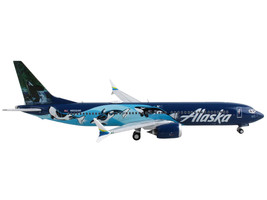 Boeing 737 MAX 9 Commercial Aircraft &quot;Alaska Airlines&quot; Blue with Orca Graphics 1 - £47.44 GBP