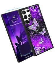 for Samsung Galaxy S23 Ultra Case Glitter Purple Butterfly - £40.49 GBP