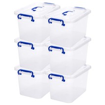 6-Pack Clear Storage Box 7 Quart, Plastic Storage Latch Bins With Handle 6.5 Lit - £39.53 GBP