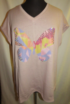 Cato Light Rose Butterfly Graphic Short Dolman Sleeve Tee Plus Size 18-20 - £19.60 GBP
