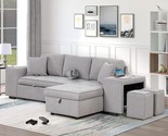 Merax Sleeper Sofa Bed with Reversible Chaise Lounge and 2 Storage Ottom... - $1,406.99