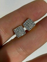 2Ct Rond Simulé Cluster Diamant Boucles D&#39;Oreilles 14K Jaune Plaqué Or - £51.12 GBP